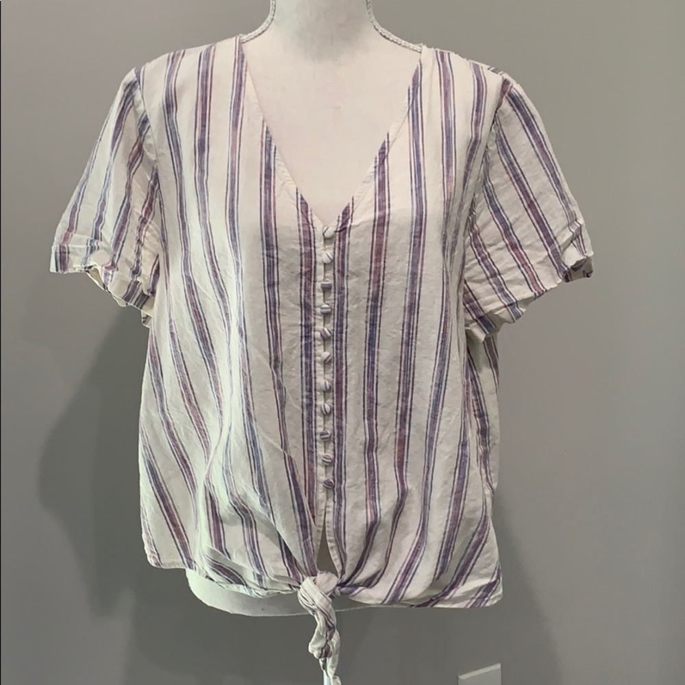 Labor Day Button Up and Tie Front Top